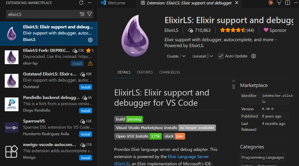 Marketplace de Extensiones - ElixirLS