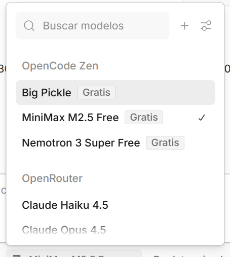 Modelos gratuitos en OpenCode Zen